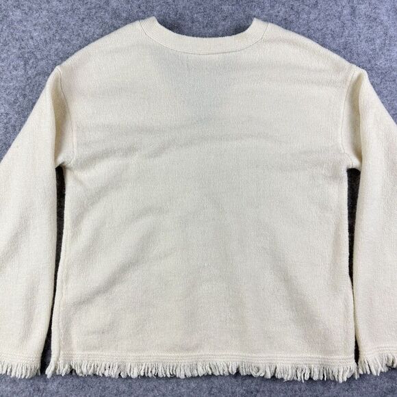 Anthropologie Joy Fringe Sweater Womens Medium Cozy Casual Pullover V-Neck Boho - Picture 8 of 15